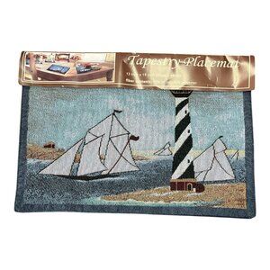 Set of 4 Nautical Lighthouse & Sailboat Tapestry Placemats – P.P. Home Collectio